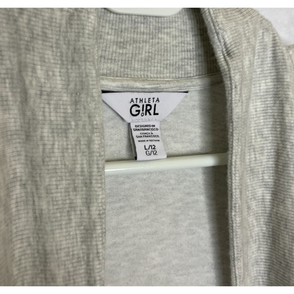 Girls' Large Athleta Gray Wrap N' Roll Sweatshirt Cardigan Modal Blend - Picture 3 of 5